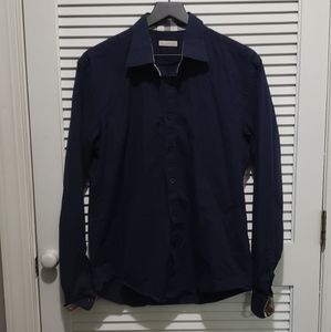 Mens Burberry XL Button Down Shirt Navy Blue